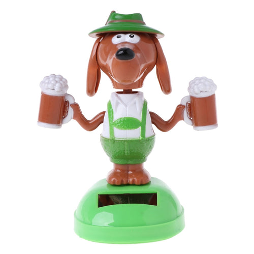 HBB 1PC Kids Novelty Toys Solar Powered Dancing Bobble Head Beer Cartoon Dog Car Ornament Gifts Adults Kids Baby Toys