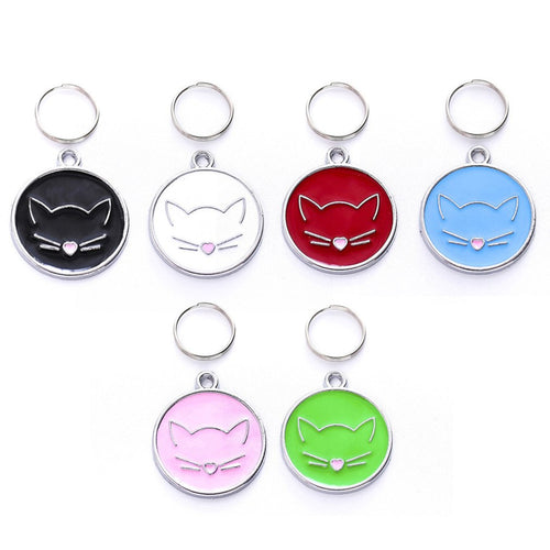 Cat Face Zinc Alloy Pet ID Tag Identification Plate Mini Dog Cat ID Tag Collar Pendant Personalized Pet Accessories