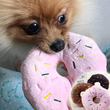 Load image into Gallery viewer, Pink Coffee Color Pet Dog Chew Throw Toys Sightly Lovely Pet Dog Puppy Cat Squeaker Quack Sound Donut Play Toys For Dogs 14cm