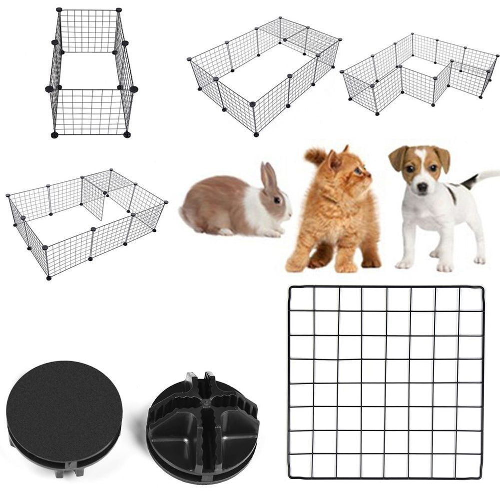 DIY Pet Playpen Fence Enclosure Yard Kennel Dog Cage Pen Crate Kennel Hutch Bunny Cage  Easy Install Storage Tool